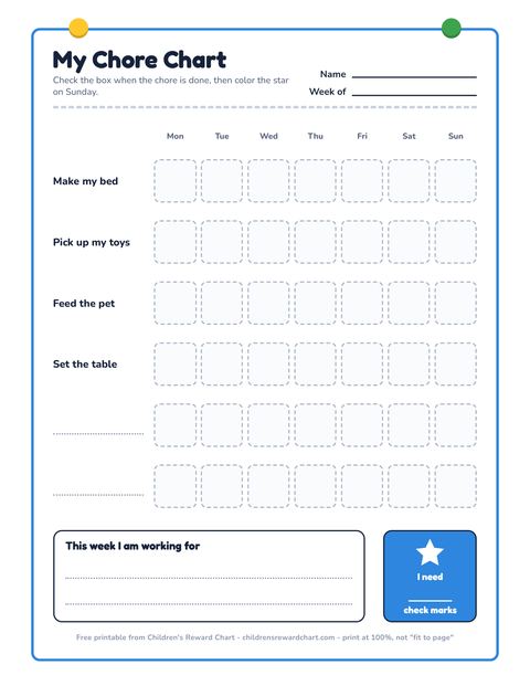My Chore Chart printable preview