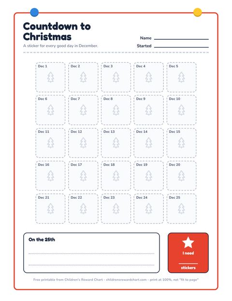 Countdown to Christmas printable preview