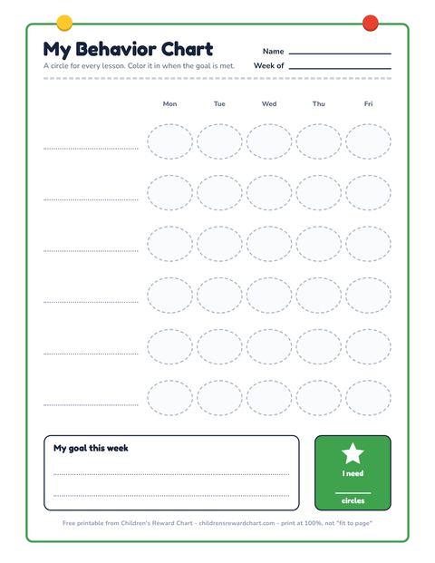 My Behavior Chart printable preview