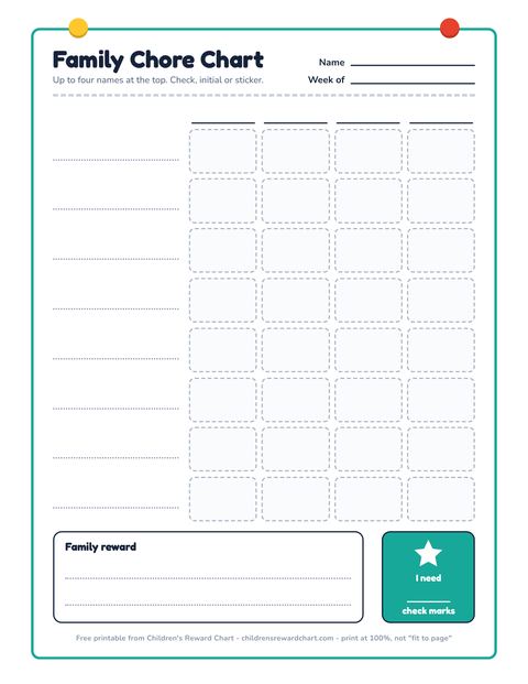 Family Chore Chart printable preview