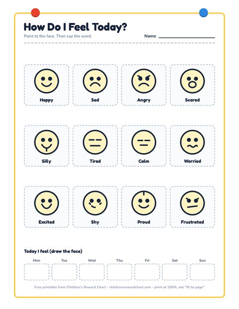 How Do I Feel Today? printable preview