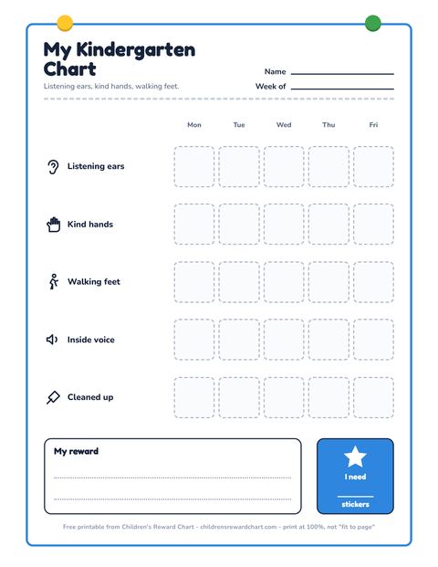 My Kindergarten Chart printable preview