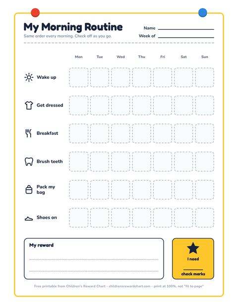 My Morning Routine printable preview