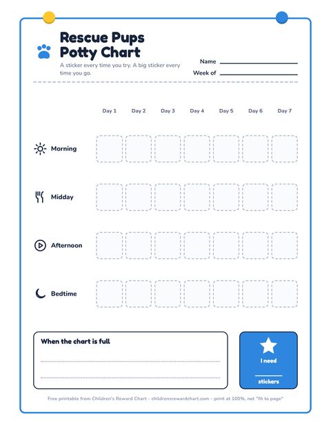 Rescue Pups Potty Chart printable preview
