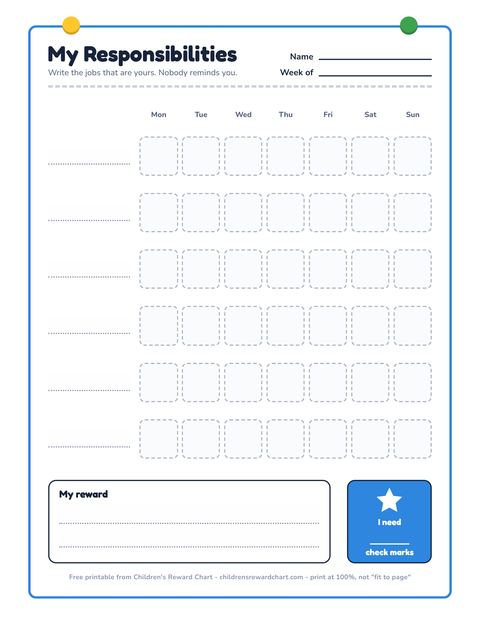 My Responsibilities printable preview