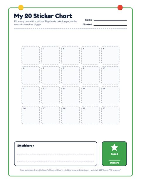 My 20 Sticker Chart printable preview