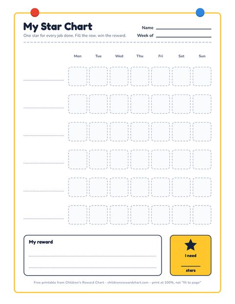 Weekly star chart printable preview