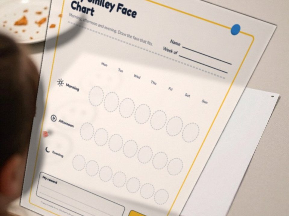 Child drawing a smiley face into today's circle on her behavior chart